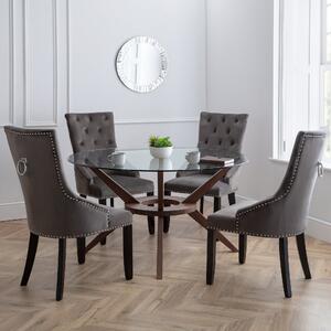 Chelsea 6 Seater Round Glass Top Dining Table Brown