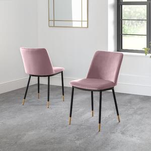 Delaunay Set of 2 Dining Chairs, Velvet Pink