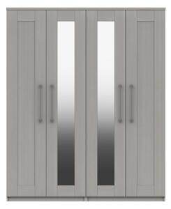 Ethan 4 Door Mirrored Wardrobe Grey