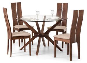 Chelsea Round Glass Top Dining Table with 4 Cayman Chairs Brown