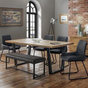 Brooklyn Rectangular Dining Table with 4 Soho Chairs and Bench, Solid Oak Brown