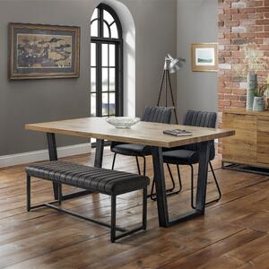 Brooklyn Rectangular Dining Table with 2 Soho Chairs and Bench, Solid Oak Brown