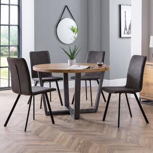 Brooklyn Round Dining Table with 4 Monroe Chairs, Solid Oak Brown