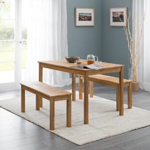 Coxmoor Rectangular Dining Table with 2 Dining Benches Brown