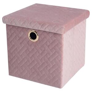 Velvet Quilted Storage Box with Lid - Blush