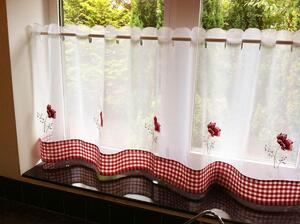Poppies Cafe Curtain Panel White/Red