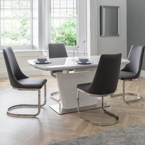Como Rectangular Extendable Dining Table with 4 Chairs, Grey High Gloss Grey