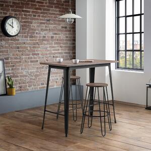 Grafton Rectangular Bar Table with 2 Dalston Stools, Brown Brown