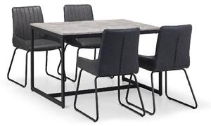 Staten Rectangular Dining Table with 4 Soho Chairs, Grey Grey