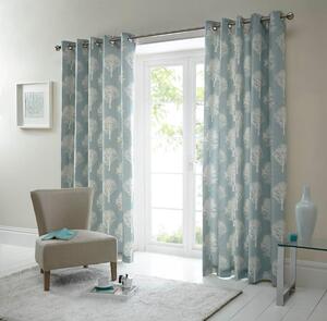 Fusion Woodland Ready Made Eyelet Curtains Duck Egg Blue