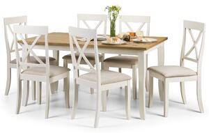 Davenport Rectangular Dining Table with 6 Chairs, Off White Cream and Brown