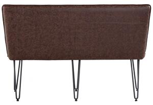 Studded Back Brown Leather Dining Bench