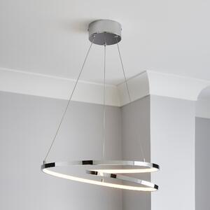 Menton Integrated LED Swirl Chrome Semi-Flush Ceiling Fitting Silver