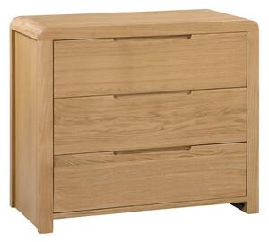 Curve 3 Drawer Chest, Oak Brown