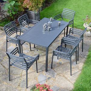 Cube Dining Table with 6 Doga Chair Set Anthracite Black