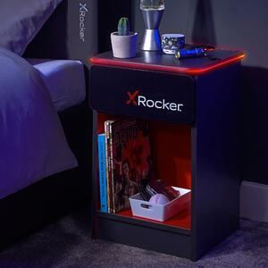 X Rocker Black Carbon Tek Bedside Table with Wireless Charging Black