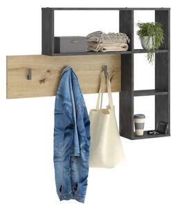 FMD Wall-mounted Coat Rack 4 Open Compartments Anthracite and Oak