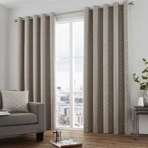 Curtina Camberwell Lined Ready Made Eyelet Curtains Stone