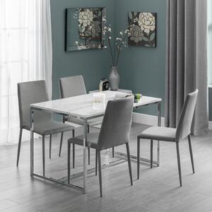 Scala Dining Table & 4 Jazz Grey Chairs Silver