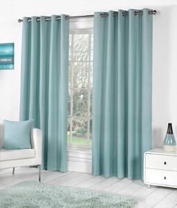 Fusion Sorbonne Ready Made Eyelet Curtains Duck Egg Blue