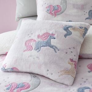 Catherine Lansfield Pink Unicorn Dreams Glow In The Dark Cushion Pink, Blue and White