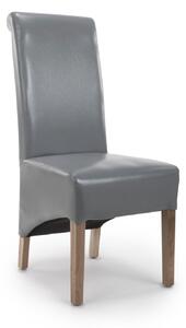 Bonded Grey Leather Dining Chair Set of 2