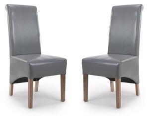 Bonded Grey Leather Dining Chair Set of 2
