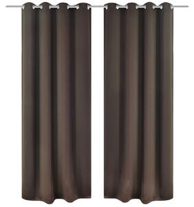 Blackout Curtains 2 pcs with Metal Eyelets 135x175 cm Brown