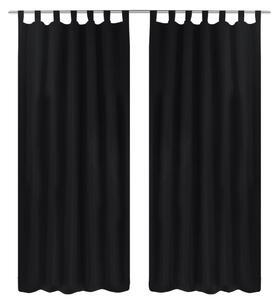 2 pcs Black Micro-Satin Curtains with Loops 140 x 245 cm