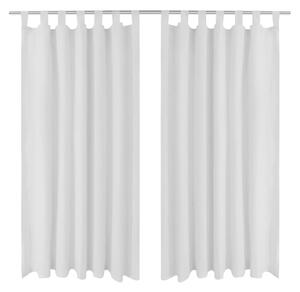 2 pcs White Micro-Satin Curtains with Loops 140 x 175 cm