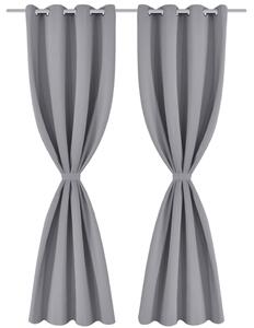 Blackout Curtains 2 pcs with Metal Eyelets 135x175 cm Grey