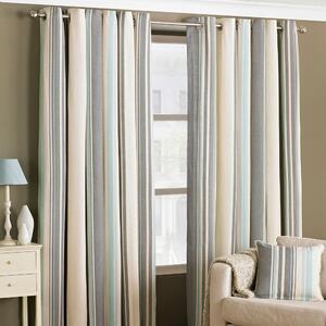 Broadway Duck Egg Eyelet Curtains Blue, Grey and White
