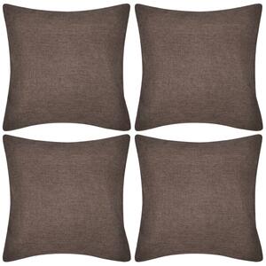 4 Brown Cushion Covers Linen-look 40 x 40 cm