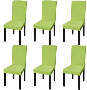 Straight Stretchable Chair Cover 6 pcs Green