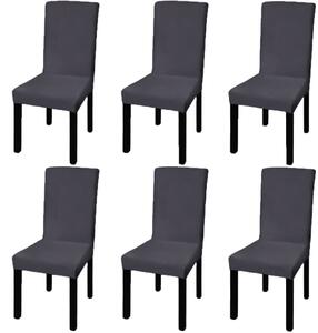 Straight Stretchable Chair Cover 6 pcs Anthracite