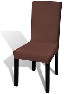 Straight Stretchable Chair Cover 6 pcs Brown