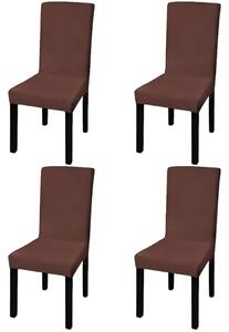 Straight Stretchable Chair Cover 4 pcs Brown