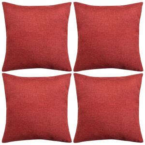 Cushion Covers 4 pcs Linen-look Burgundy 80x80 cm