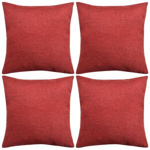 Cushion Covers 4 pcs Linen-look Burgundy 40x40 cm