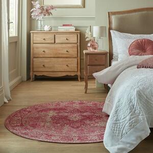 Mila Traditional Round Rug Pink