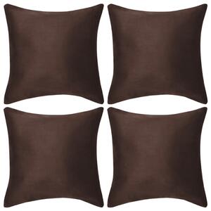 Cushion Covers 4 pcs 40x40 cm Polyester Faux Suede Brown