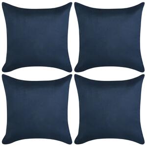 Cushion Covers 4 pcs 40x40 cm Polyester Faux Suede Navy