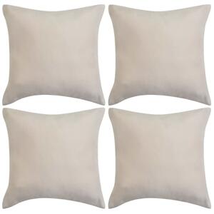Cushion Covers 4 pcs 40x40 cm Polyester Faux Suede Beige