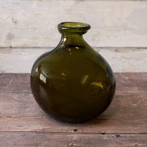 Recycled Glass Vase 18cm Olive Green