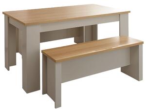 Lancaster 150cm Dining Table and Bench Set Grey and Brown
