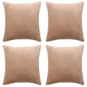 Cushion Covers 4 pcs Velour 40x40 cm Beige