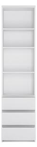 Fribo White 3 Drawers Tall Narrow Bookcase