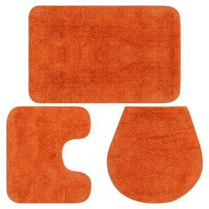 Bathroom Mat Set 3 Pieces Fabric Orange