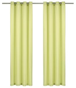 Curtains with Metal Rings 2 pcs Cotton 140x245 cm Green