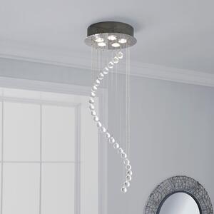 Marconia 5 Light Glass Droplet Cluster Flush Ceiling Fitting Silver